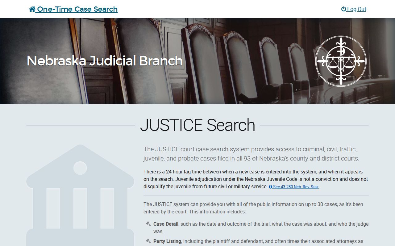Clay County case lookup JUSTICE one-time search form