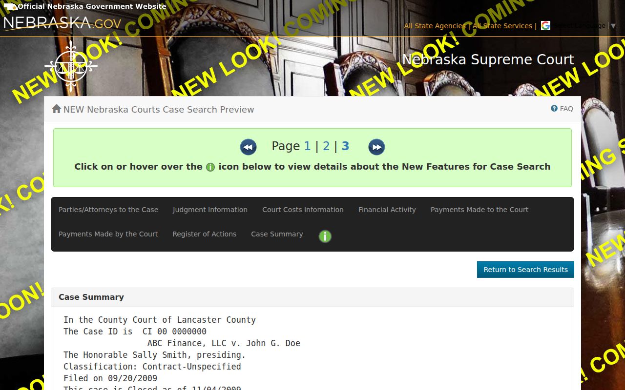 Clay County case lookup synthetic JUSTICE case detail view