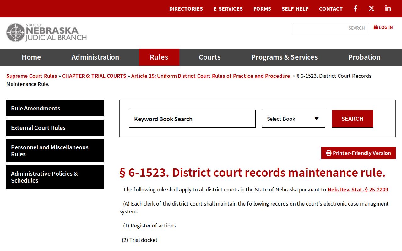 Clay County civil docket Register of Actions maintenance rule
