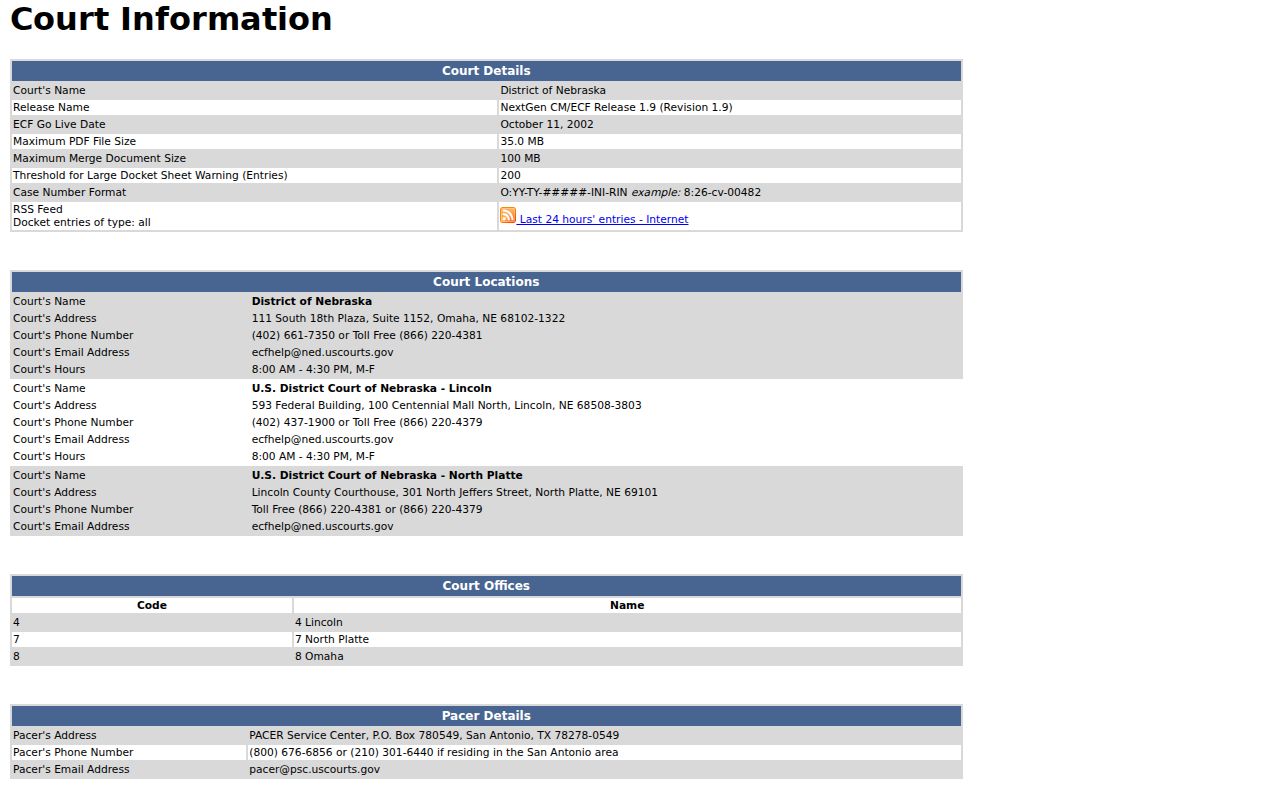 Clay County civil docket federal CM ECF system information