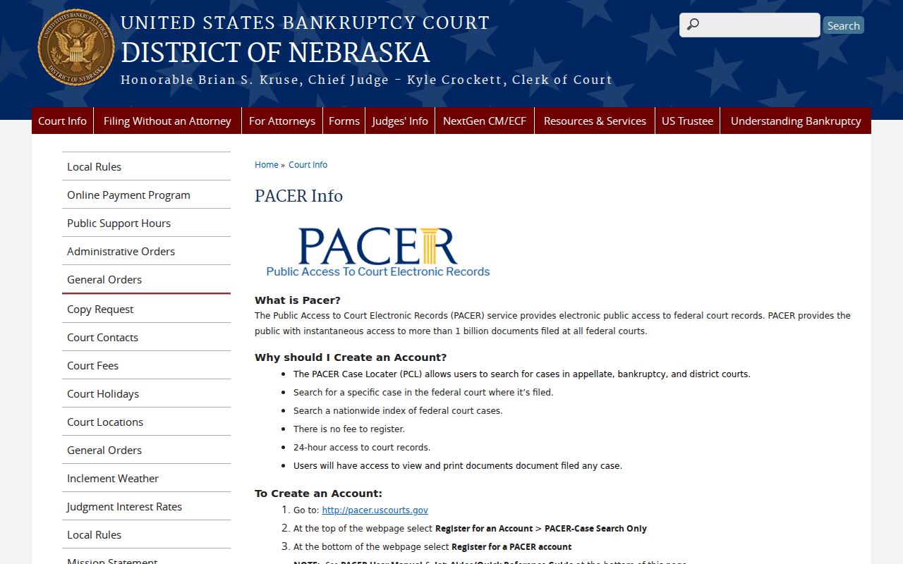 Clay County civil docket federal bankruptcy PACER access information