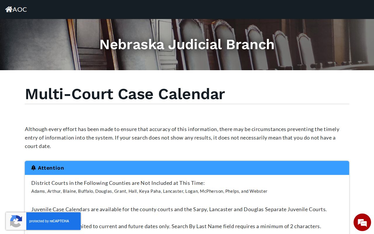 Clay County court calendar date and last-name search form