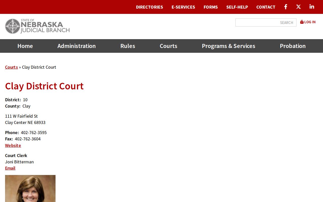 Clay County criminal docket District Court contact information