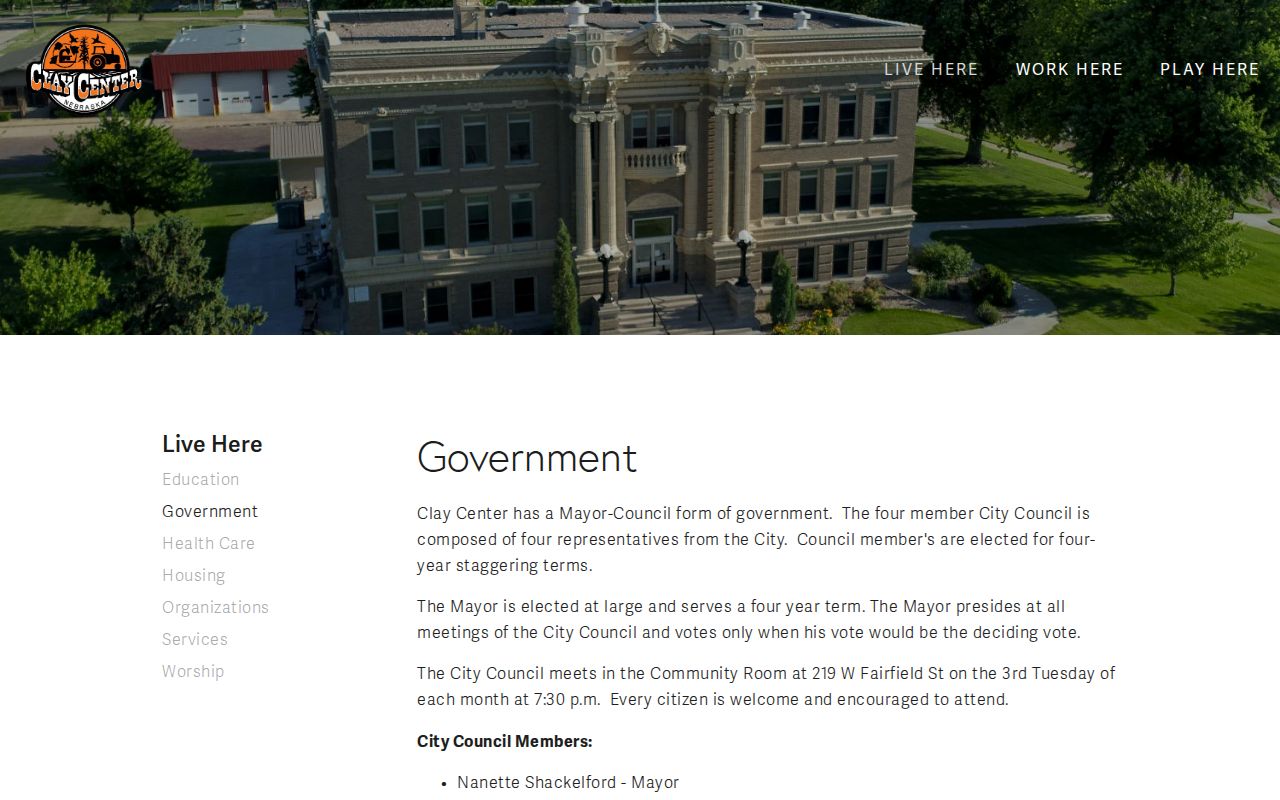 Clay County court docket Clay Center civic government page