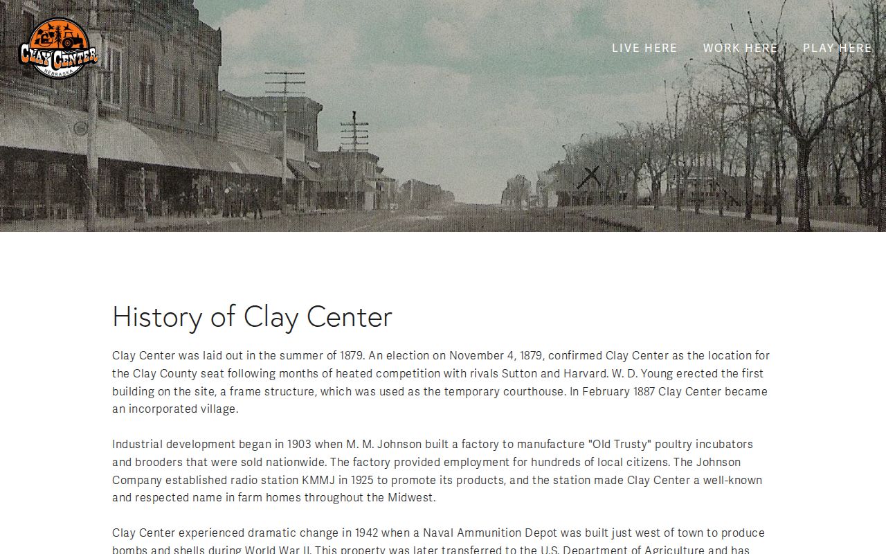 Clay County court docket Clay Center county seat history page